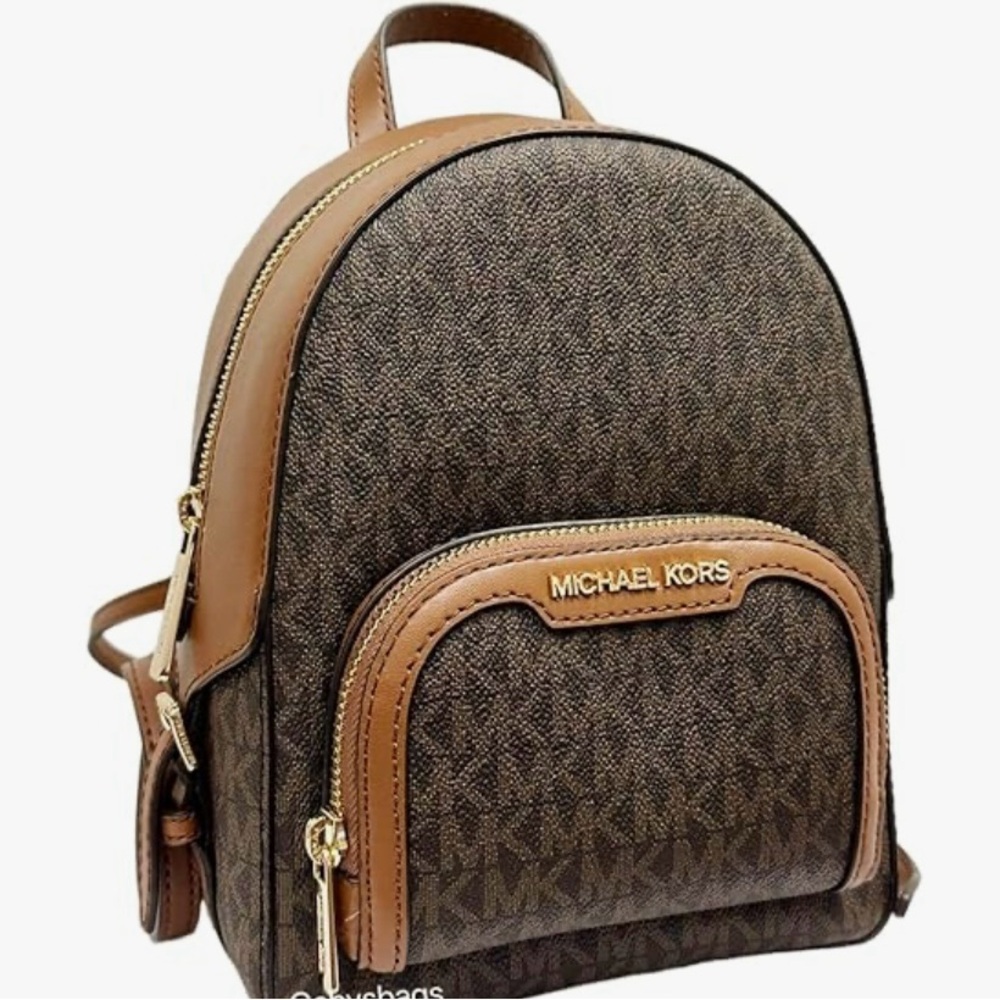 NWT Michael Kors Mini Convertible Brown Signature Backpack - Picture 4 of 8